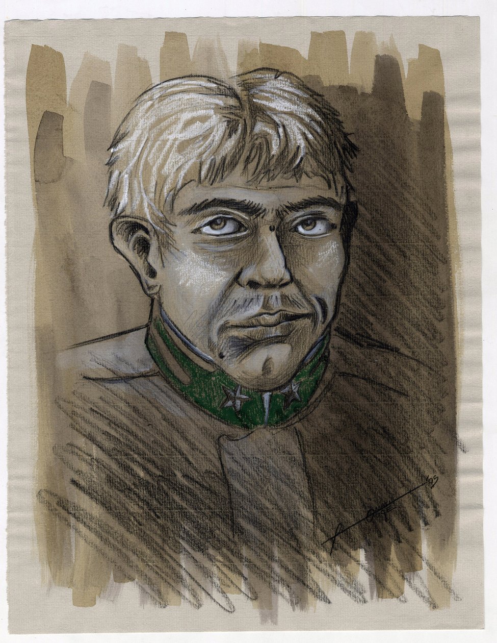 Første Verdenskrig 1914-1918: portræt af en ung alpin jægersoldat (jæger-alpin) fra den italienske hær i 1915. Tegning af Alessandro Lonati af Alessandro Lonati