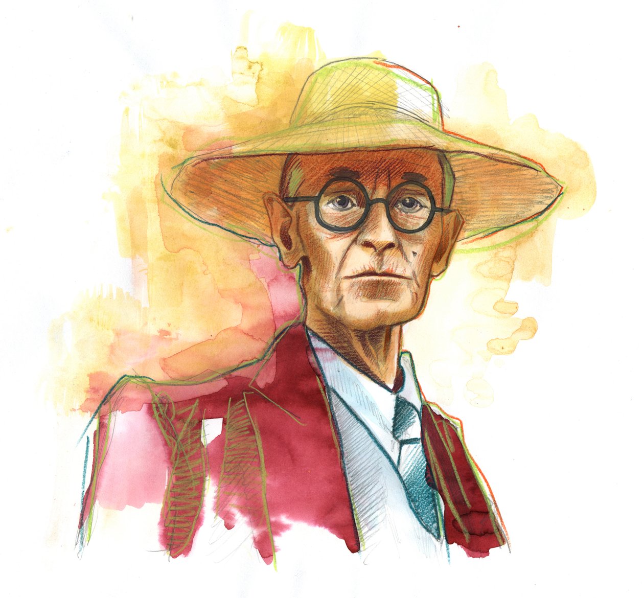 Hermann Hesse (1877-1962), tysk romanforfatter, digter og essayist, dengang schweizisk - Illustration af Alessandro Lonati af Alessandro Lonati