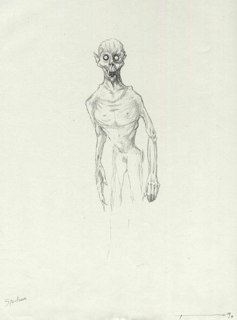 Legendarisk væsen: Chupacabra, sydamerikansk vampyr Tegning af Alessandro Lonati af Alessandro Lonati