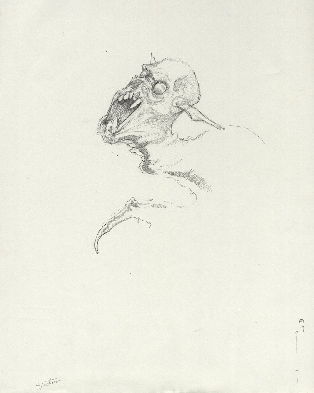 Legendarisk væsen: Chupacabra, sydamerikansk vampyr Tegning af Alessandro Lonati af Alessandro Lonati