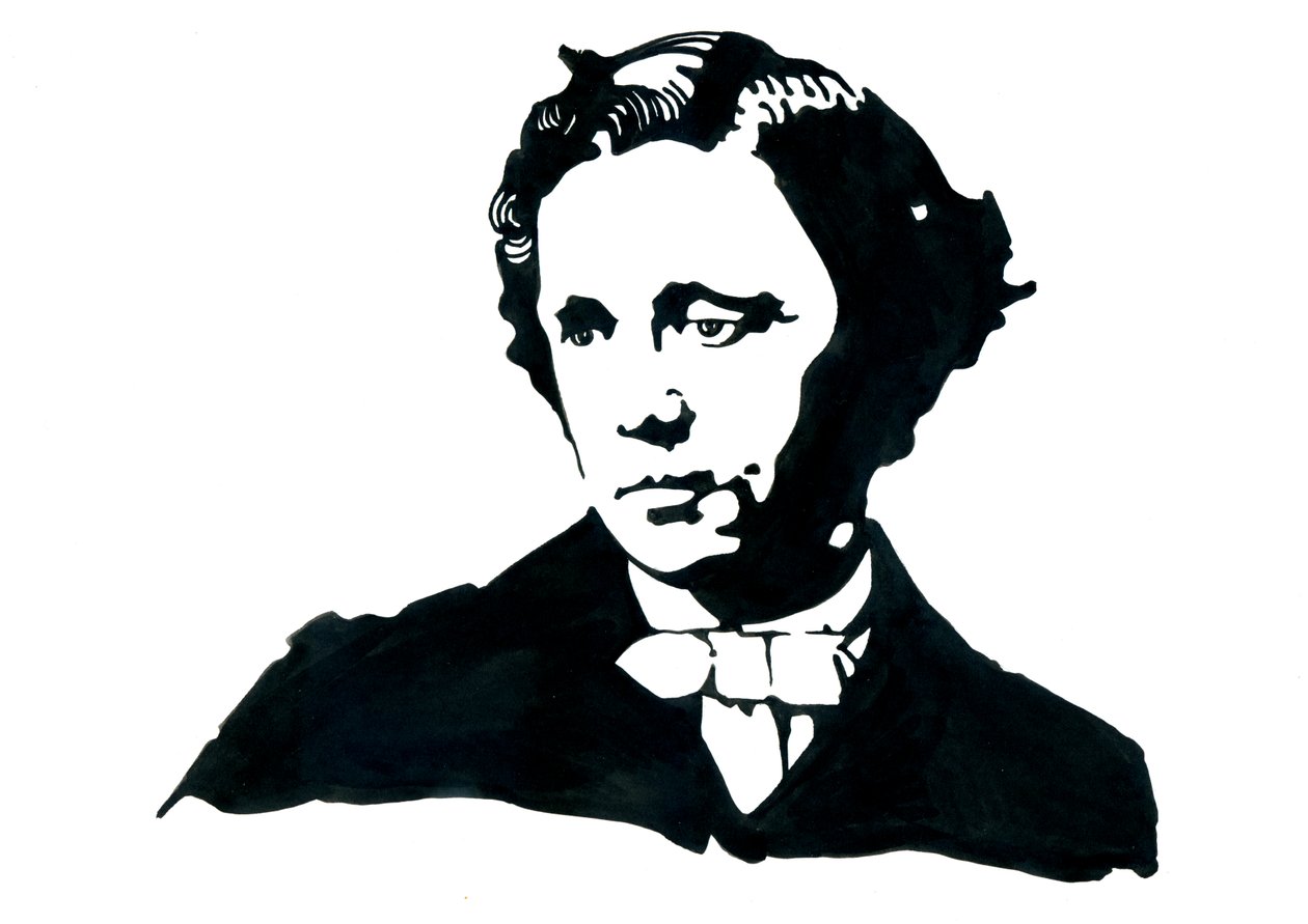 Lewis Carroll, engelsk forfatter - portræt af Lewis Carroll (Charles Lutwidge Dodgson af Alessandro Lonati