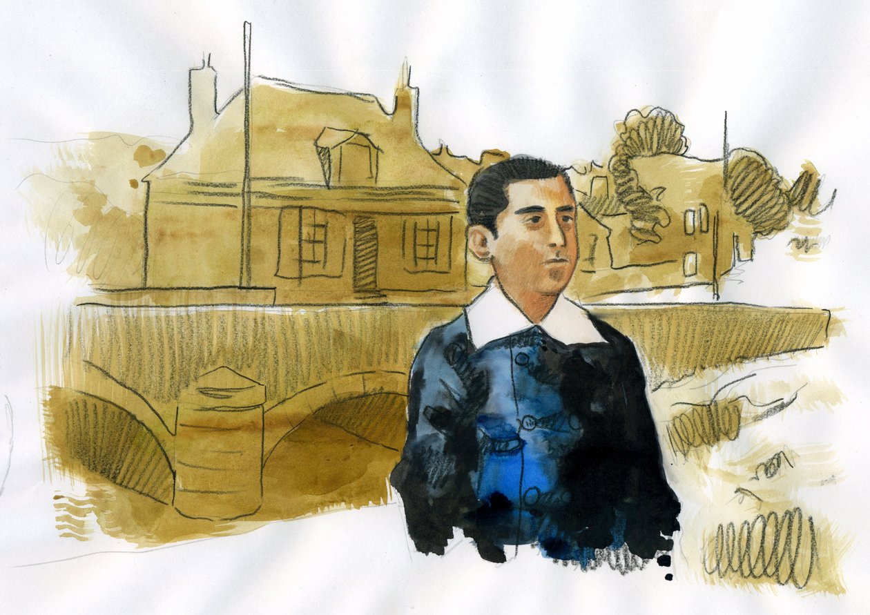 Marcel Proust ung i Illiers Combray (blæk på papir) af Alessandro Lonati
