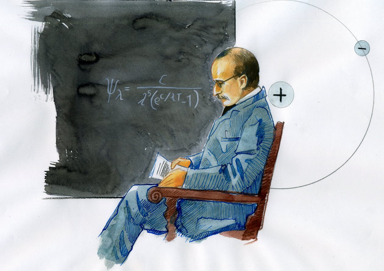 Max Planck, tysk fysiker (Portræt af den tyske fysiker Max Planck (1868-1947)) af Alessandro Lonati