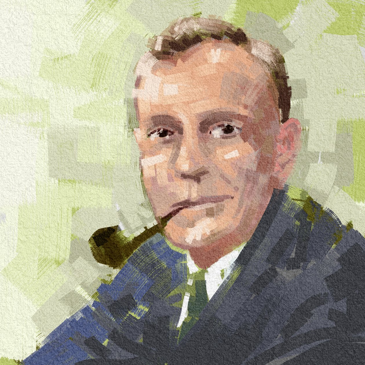 Portræt af astronomen Edwin Hubble, 2023 (illustration) af Alessandro Lonati