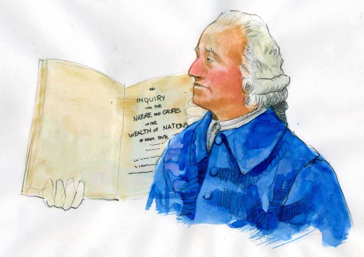 Portræt af Adam Smith (1723-1780) skotsk filosof og økonom (Portræt af skotsk moralfilosof, pioner inden for politisk økonomi Adam Smith) af Alessandro Lonati