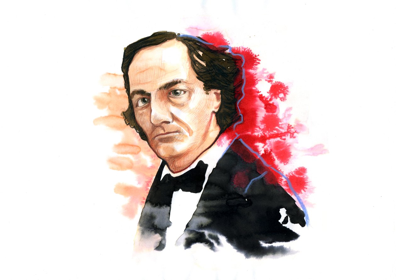 Portræt af Charles Baudelaire (1821-1867) (den franske digter Charles Baudelaire) Tegning af Alessandro Lonati af Alessandro Lonati