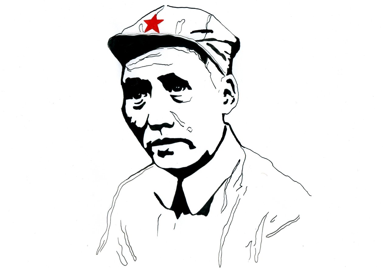 Portræt af kinesisk kommunistisk revolutionær og grundlæggeren af Folkerepublikken Kina Mao Zedong af Alessandro Lonati