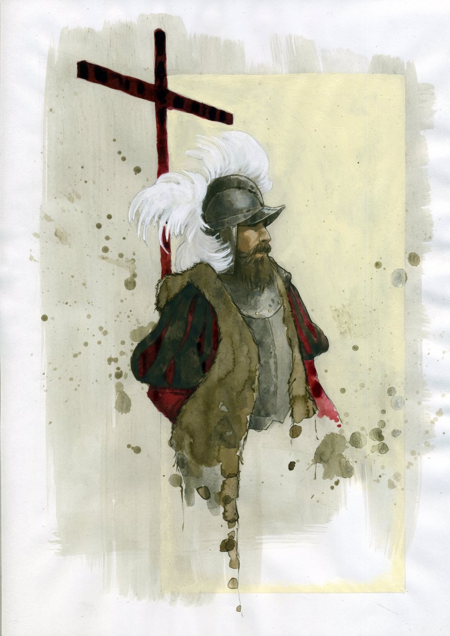 Portræt af Fernand Cortes (Hernan Cortez af Alessandro Lonati