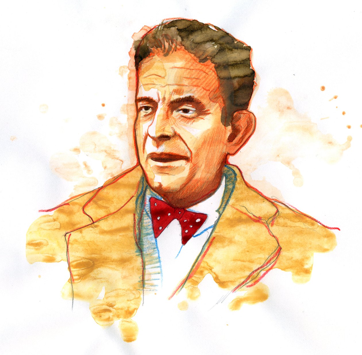 Portræt af den franske psykiater og psykoanalytiker Jacques Lacan (1901-1981) (Portræt af den franske psykoanalytiker og psykiater Jacques Lacan) af Alessandro Lonati