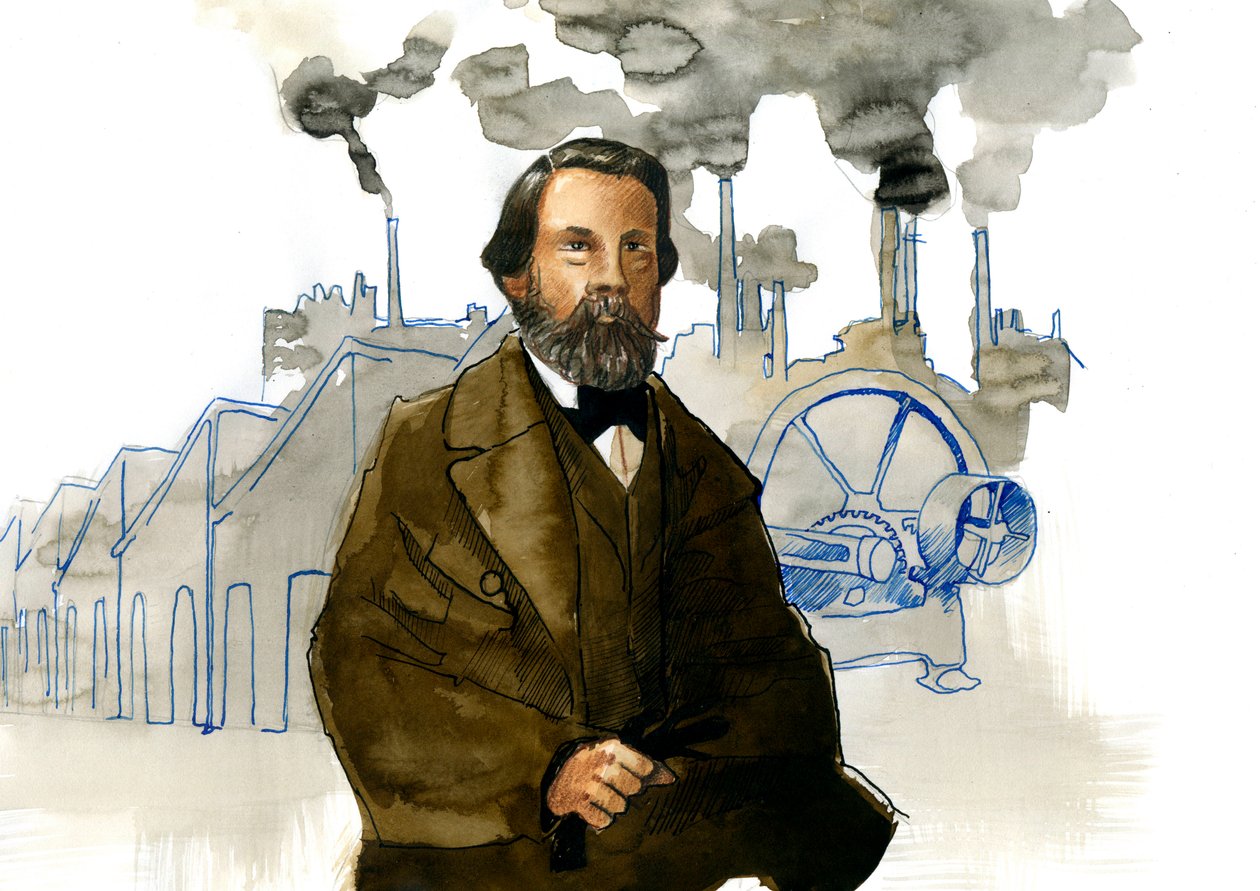 Portræt af Friedrich Engels (1820-1895), tysk socialistisk teoretiker og politiker af Alessandro Lonati