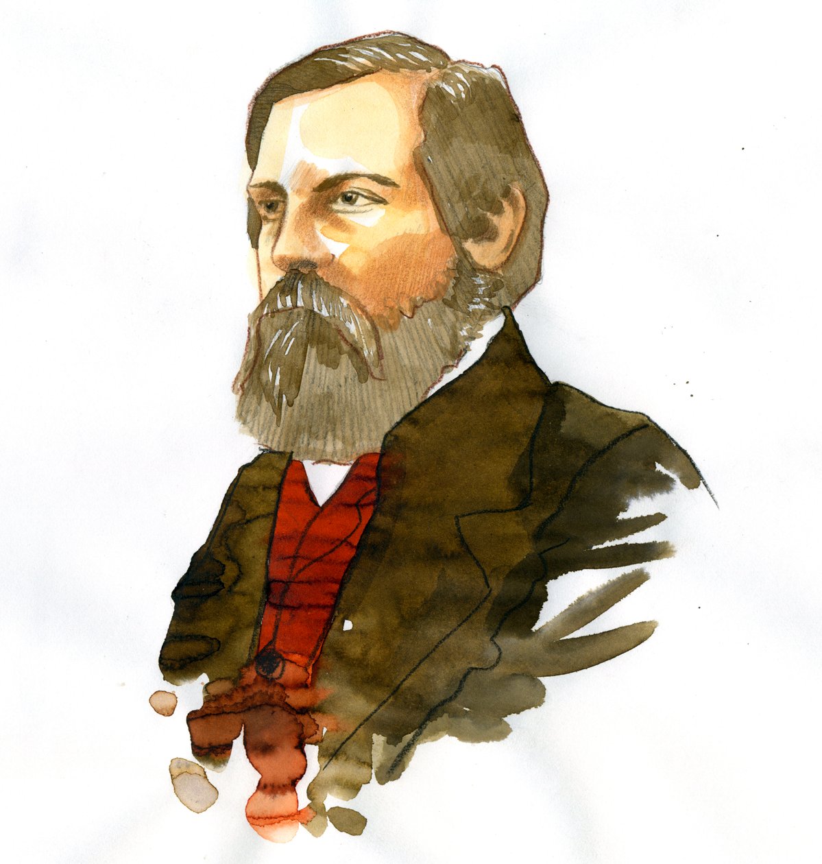 Portræt af Friedrich Engels (1820-1895), tysk socialistisk teoretiker og politiker af Alessandro Lonati