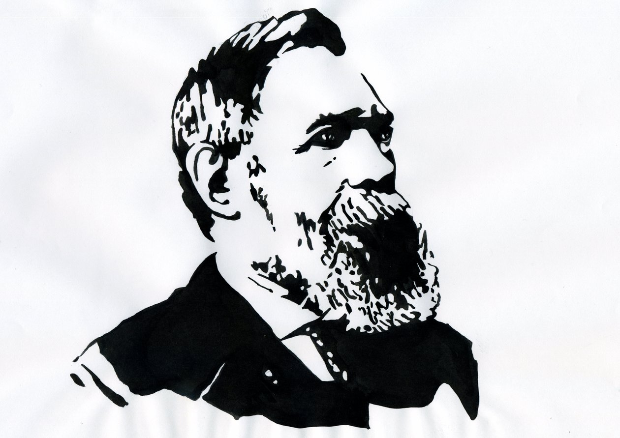 Portræt af Friedrich Engels (1820-1895), tysk socialistisk teoretiker og politiker (tysk filosof, samfundsforsker og journalist Friedrich Engels) af Alessandro Lonati