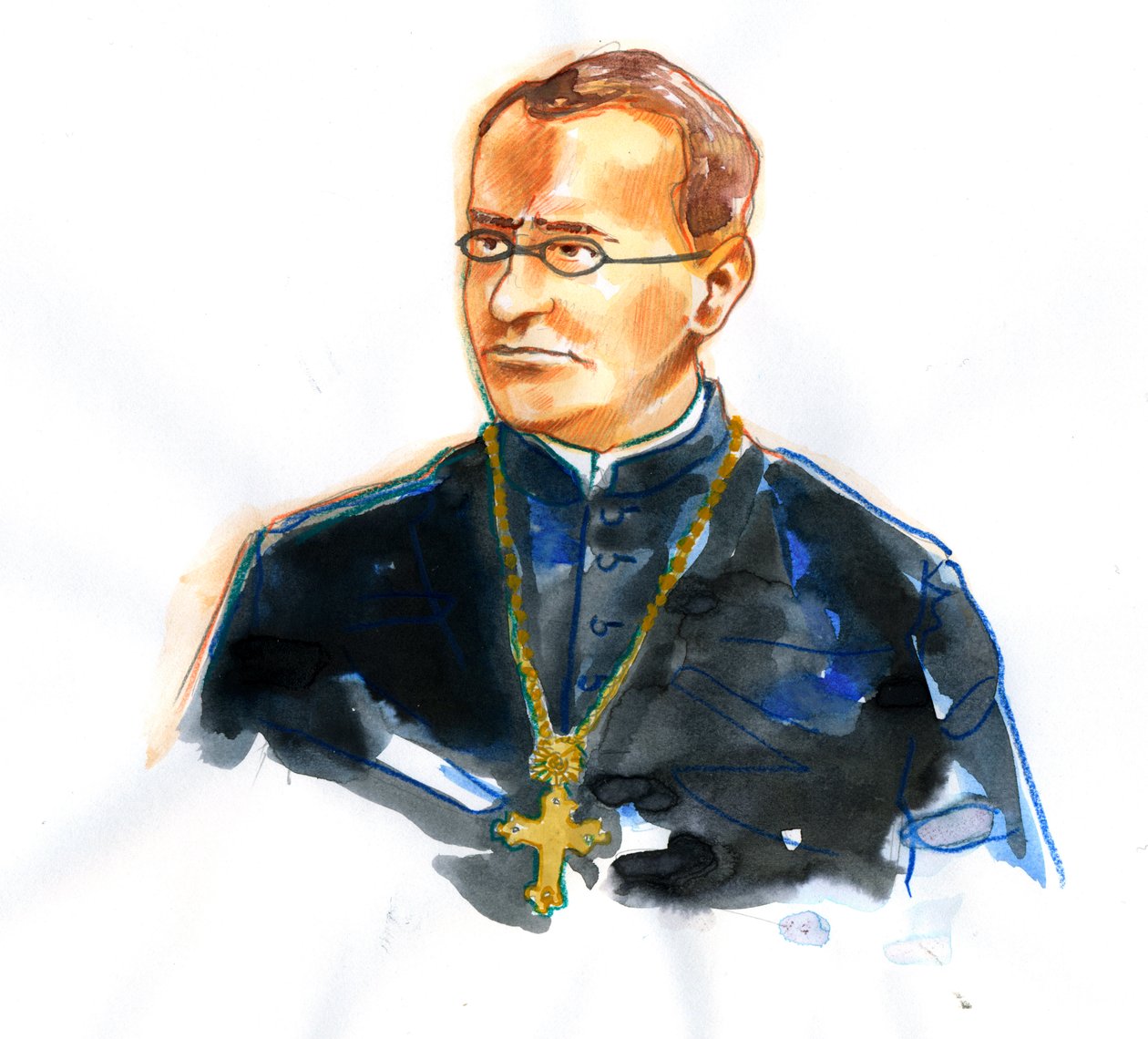 Portræt af Gregor Mendel (1822-1884) katolsk munk og botaniker grundlægger af genetik (Portræt af Gregor Mendel tysktalende moravisk videnskabsmand og augustinerbroder, der fik posthum berømmelse som grundlæggeren af den moderne videnskab om genetik) af Alessandro Lonati
