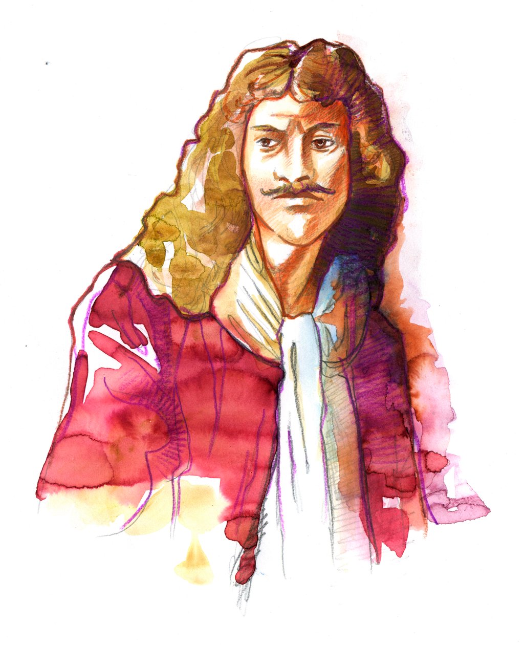Portræt af Jean Baptiste Poquelin, dit Moliere (1622-1673) (Portræt af den engelske dramatiker og skuespiller Jean-Baptiste Poquelin kendt som Moliere) af Alessandro Lonati