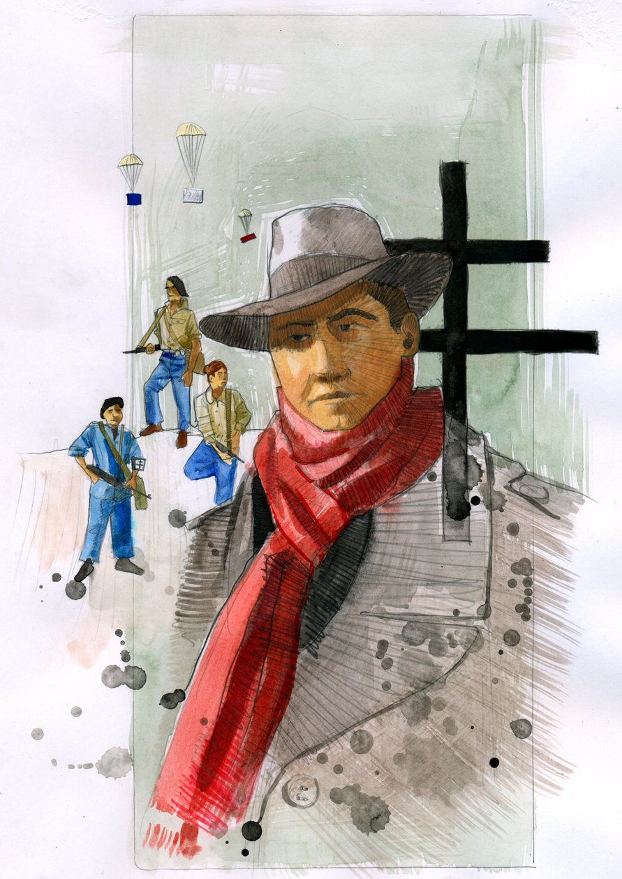 Portræt af Jean Moulin højt profilerede medlem af modstandsbevægelsen i Frankrig under Anden Verdenskrig Illustration af Alessandro Lonati af Alessandro Lonati