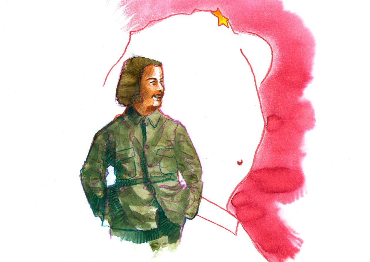 Portræt af Jiang Qing (1914-1991) Mao Zedongs hustru (Portræt af Jiang Qing som Madame Mao) af Alessandro Lonati