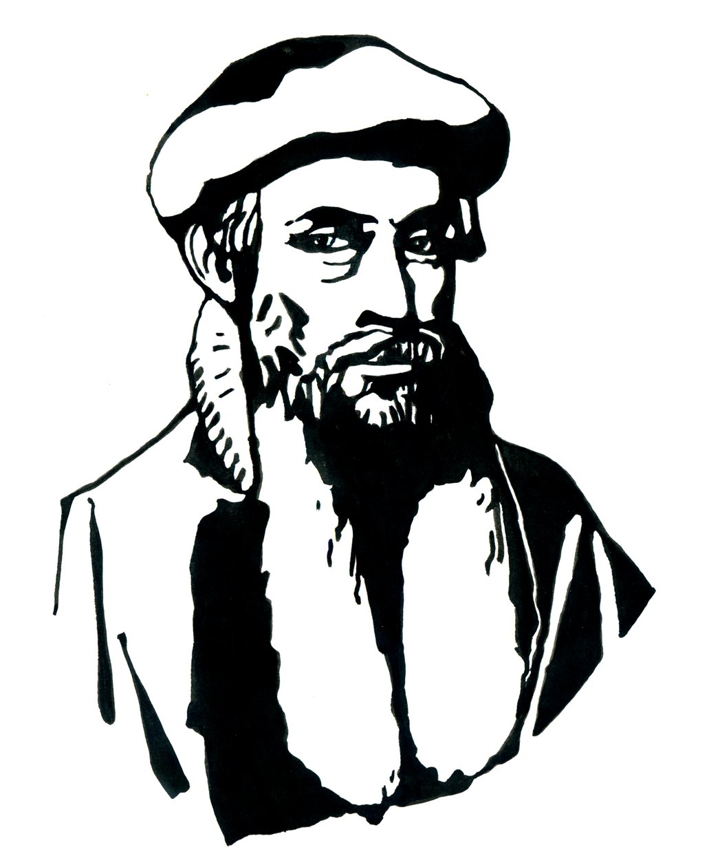 Portræt af Johannes Gensfleisch dit Gutenberg (1400-1468), tysk trykker (Portræt af Johannes Gutenberg) Illustration af Alessandro Lonati af Alessandro Lonati
