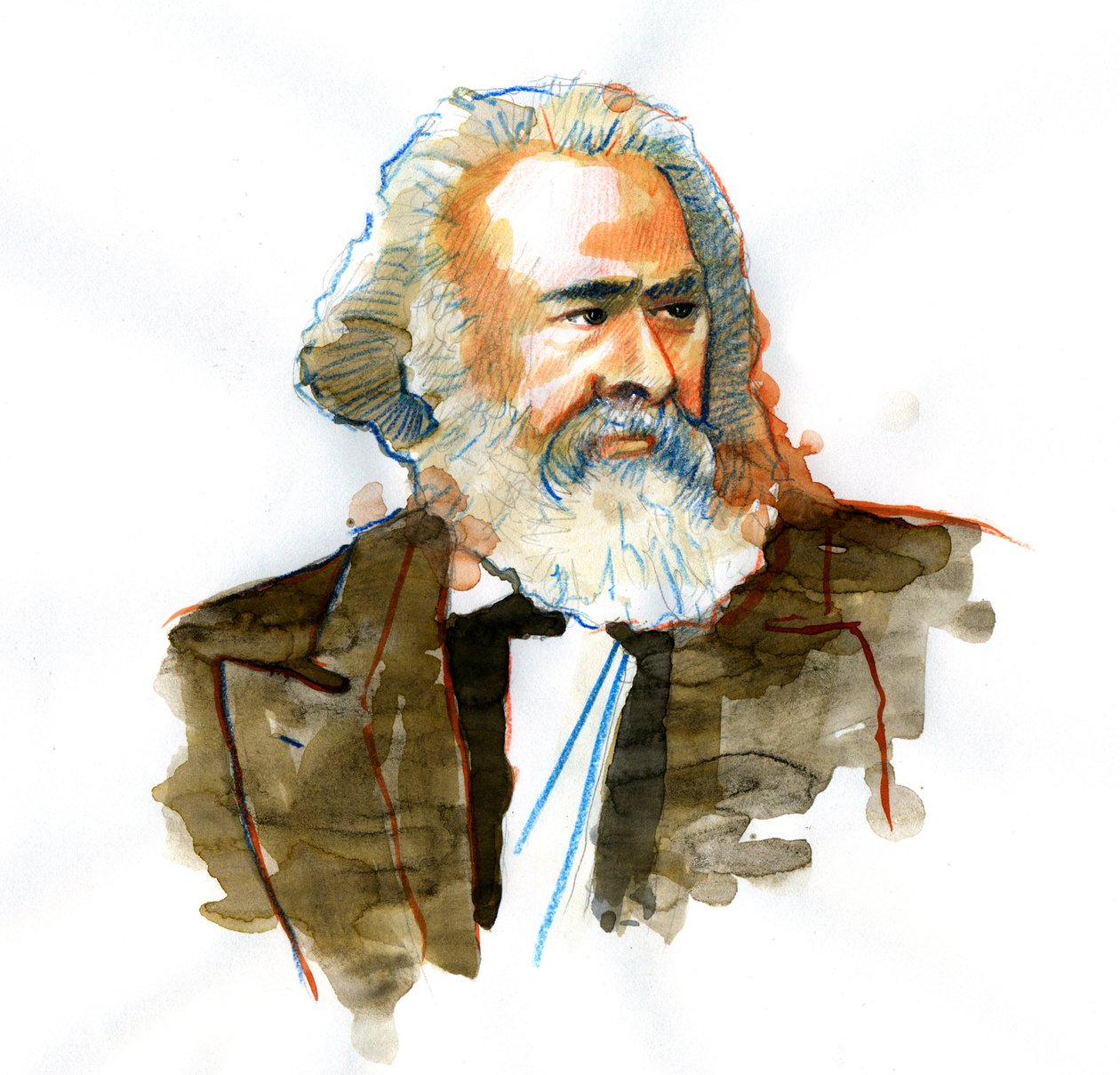 Portræt af Karl Marx (1818-1883), filosof og politisk teoretiker af Alessandro Lonati