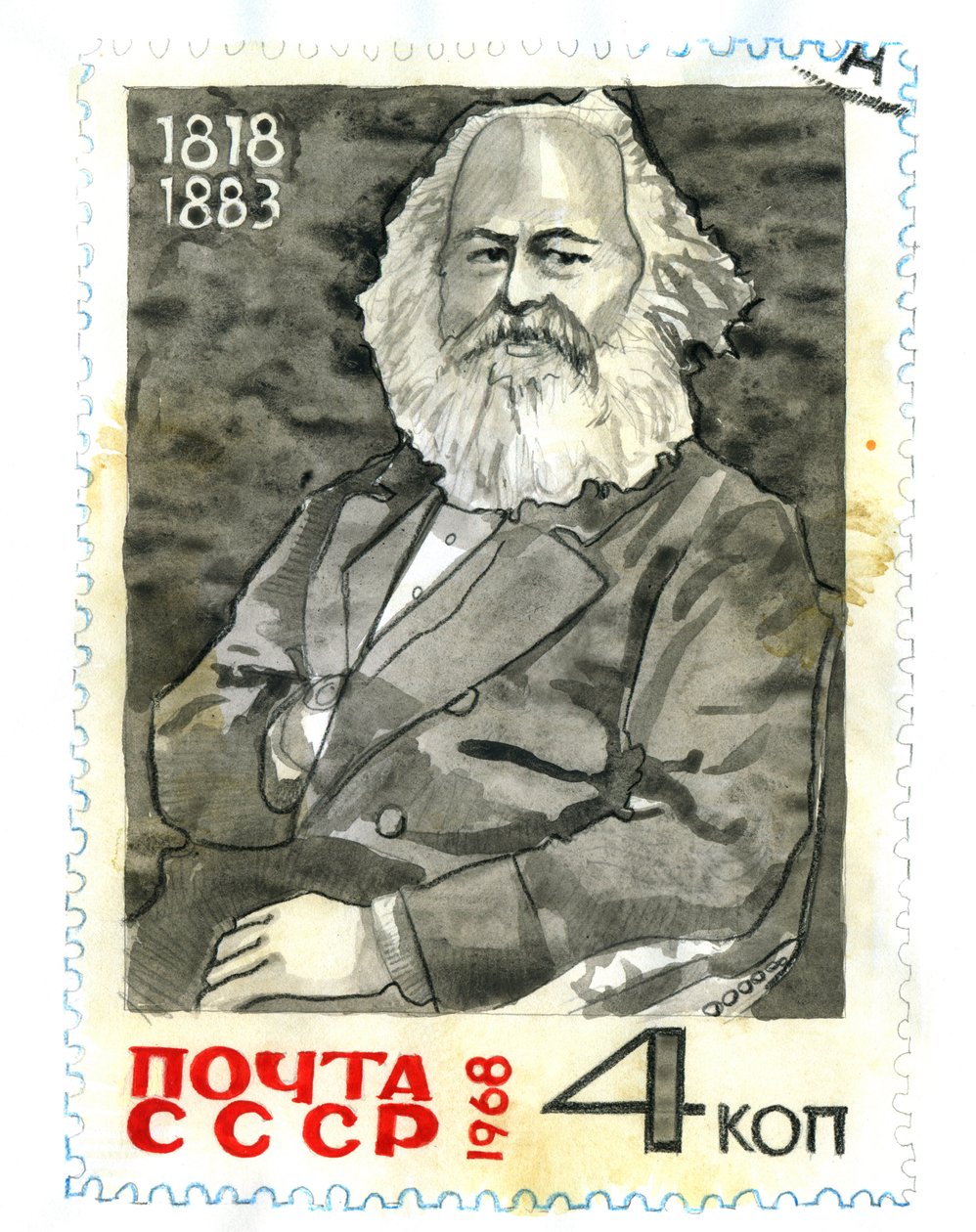 Portræt af Karl Marx (1818-1883), filosof og politisk teoretiker af Alessandro Lonati