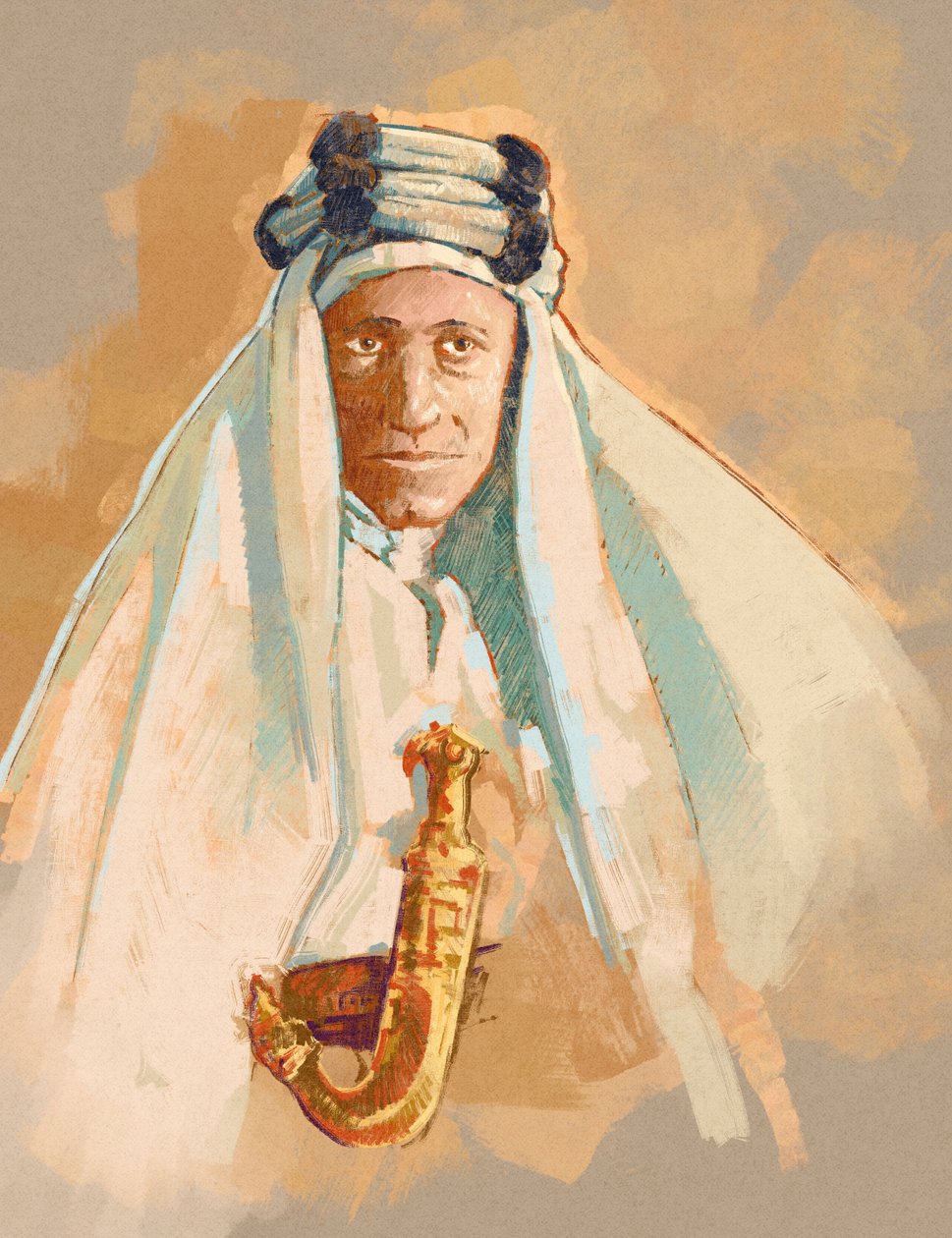 Portræt af Lawrence of Arabia (illustration) af Alessandro Lonati