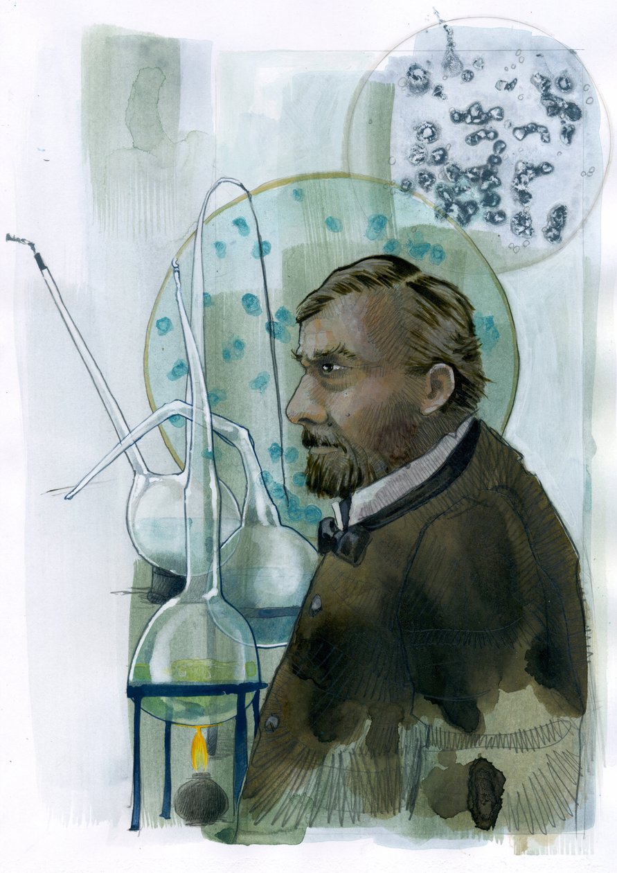 Portræt af Louis Pasteur (1822-1895) videnskabsmand francais (Portræt af Louis Pasteur, fransk kemiker og mikrobiolog kendt for sine opdagelser af principperne for vaccination, mikrobiel gæring og pasteurisering) Illustration af Alessandro Lonat af Alessandro Lonati