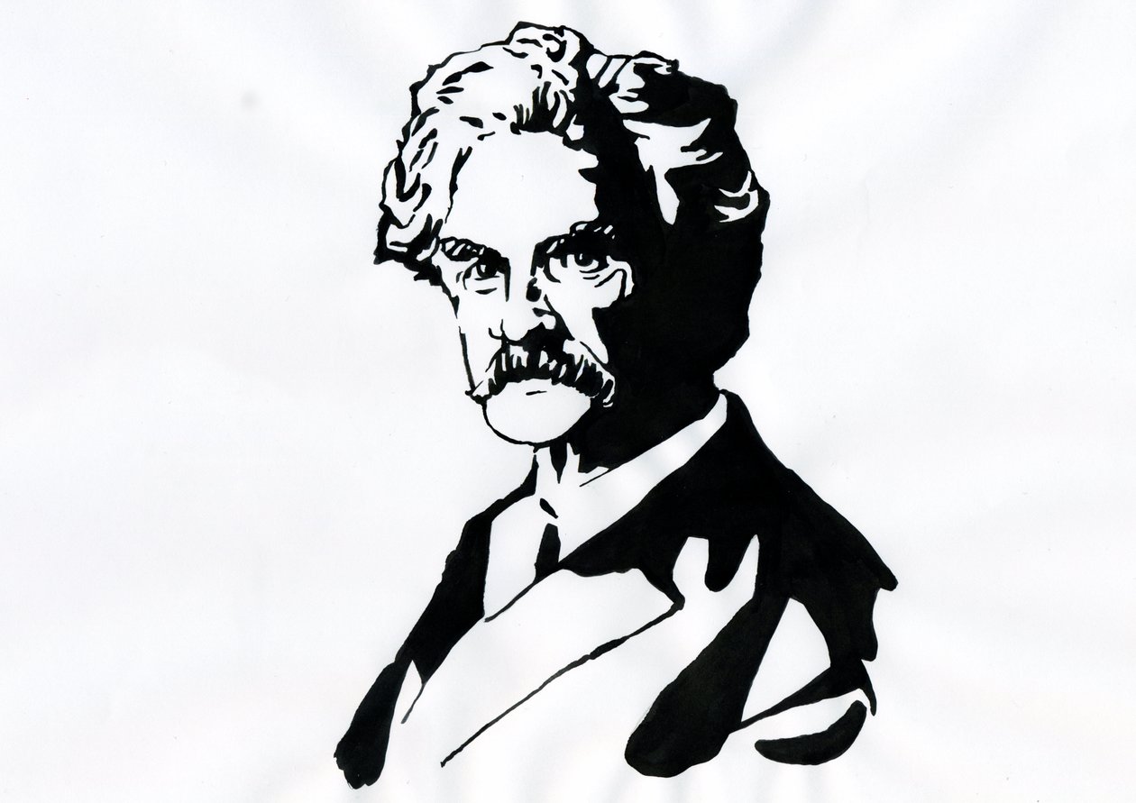 Portræt af Mark Twain (1835-1910) af Alessandro Lonati