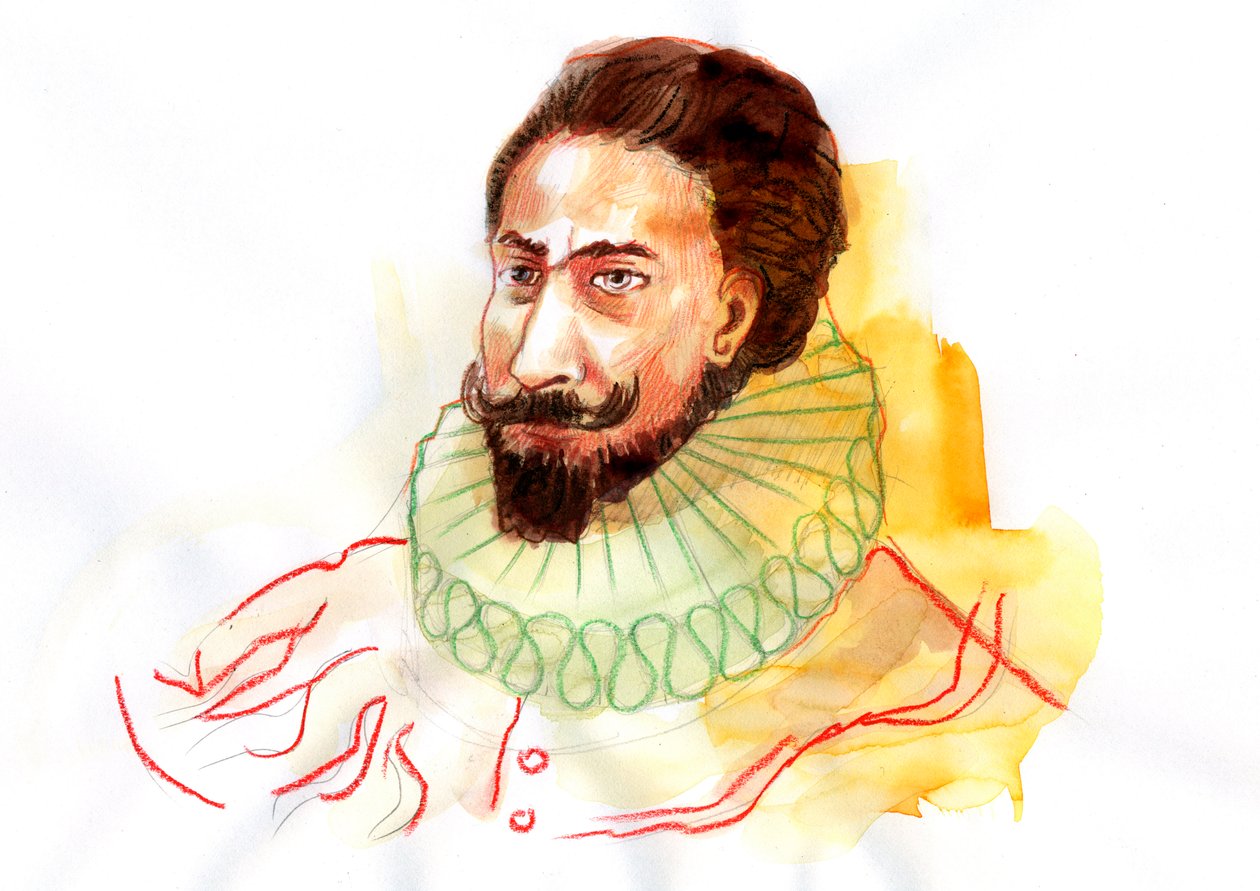 Portræt af Miguel de Cervantes Saavedra (1547-1616) (Portræt af den spanske forfatter Miguel de Cervantes Saavedra) af Alessandro Lonati