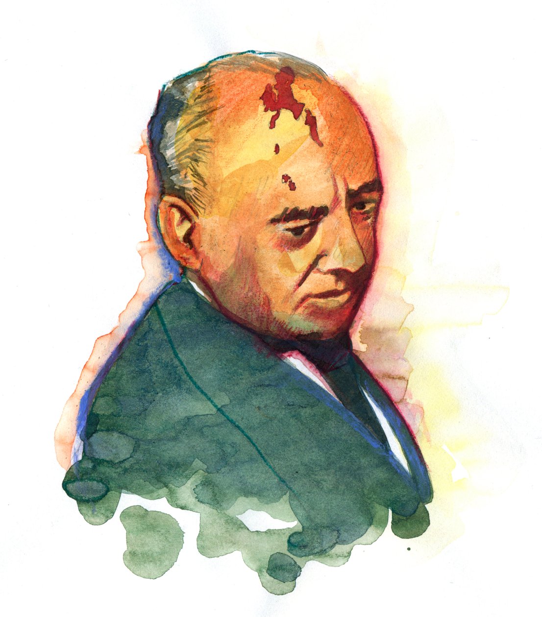 Portræt af Mikhail Gorbatjov (Gorbatjov eller Gorbatjov) (født i 1931) russisk politiker af Alessandro Lonati