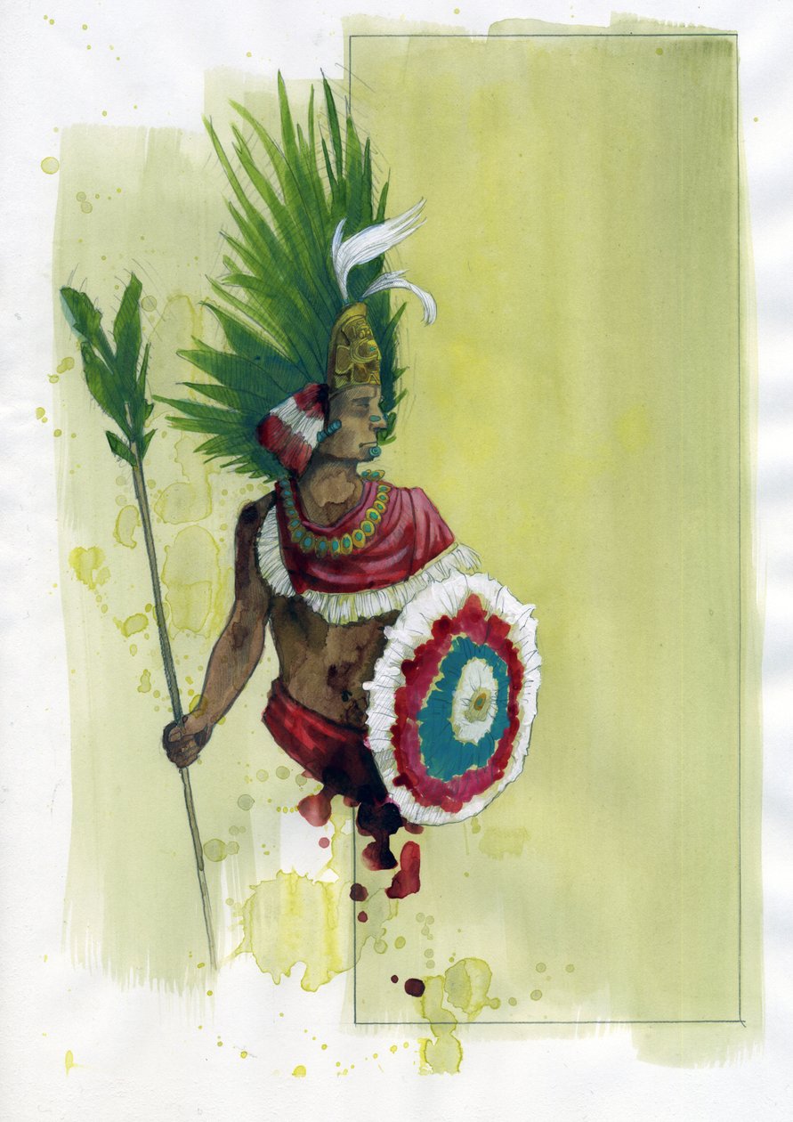 Portræt af Moctezuma (Montezuma) II (1466-1520) Aztekisk kejser (Portræt af den azteciske kejser Moctezuma II) Illustration af Alessandro Lonati af Alessandro Lonati