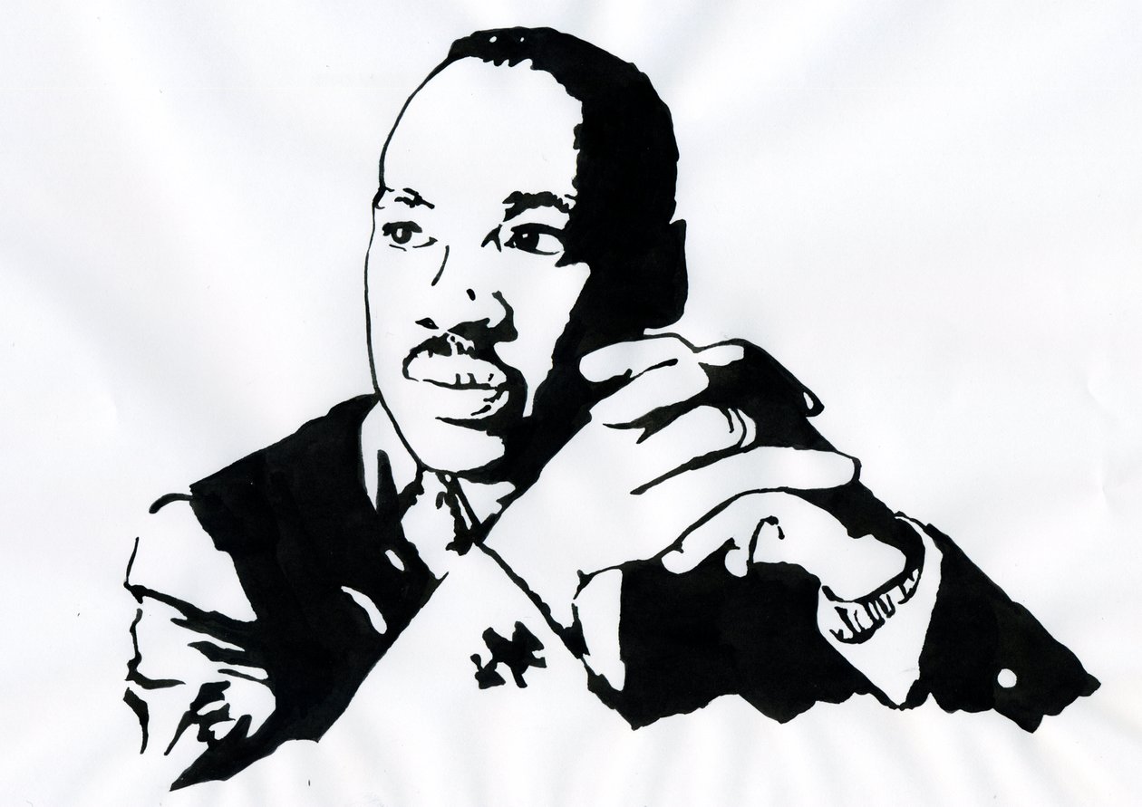 Portræt af pastor Martin Luther King (1929-1968) Illustration af Alessandro Lonati