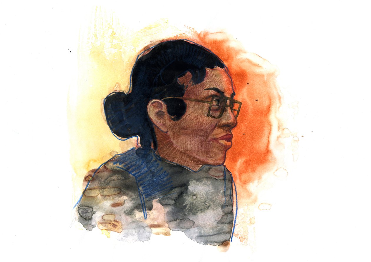 Portræt af Rosa Parks (1913-2005) ikonisk figur i kampen mod raceadskillelse i USA (afroamerikansk borgerrettighedsaktivist Rosa Parks) af Alessandro Lonati