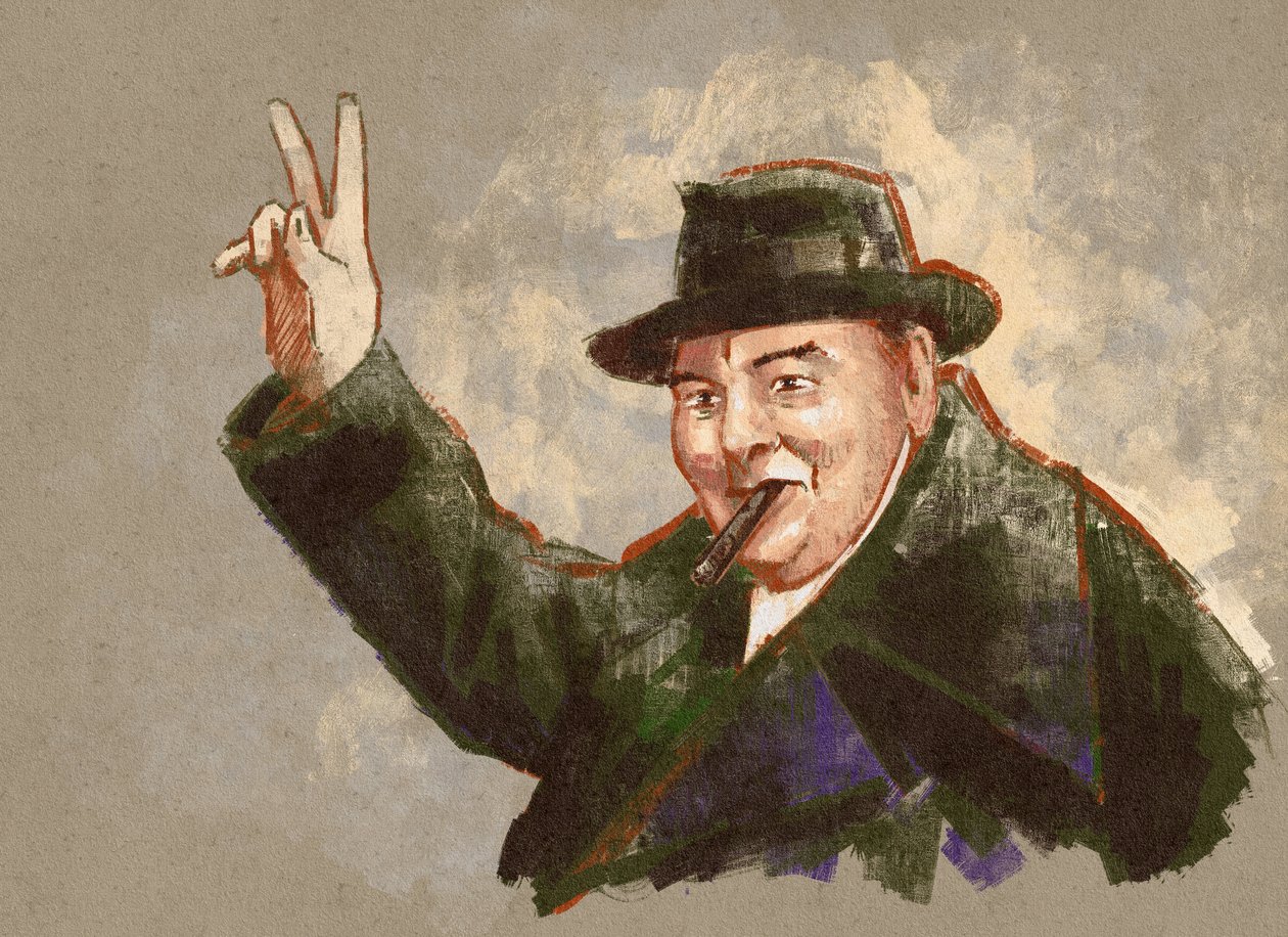 Portræt af Sir Winston Leonard Spencer Churchill (illustration) af Alessandro Lonati
