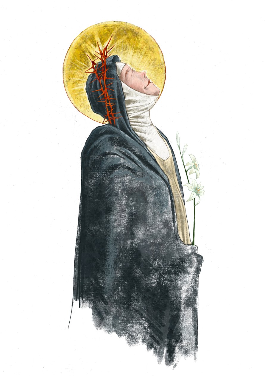 Portræt af den hellige Katarina af Siena (tegning) af Alessandro Lonati