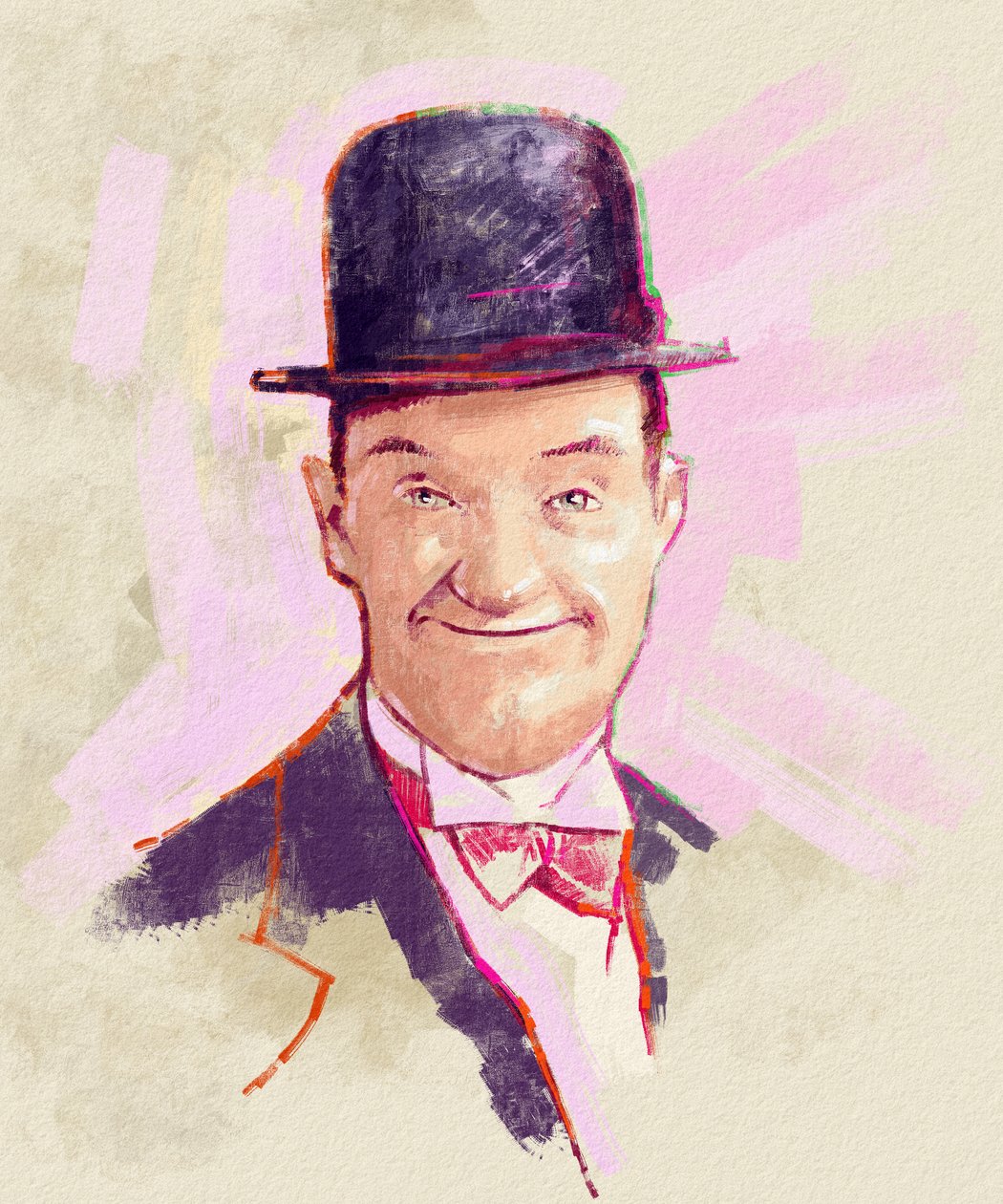 Portræt af komikeren Stan Laurel (illustration) af Alessandro Lonati