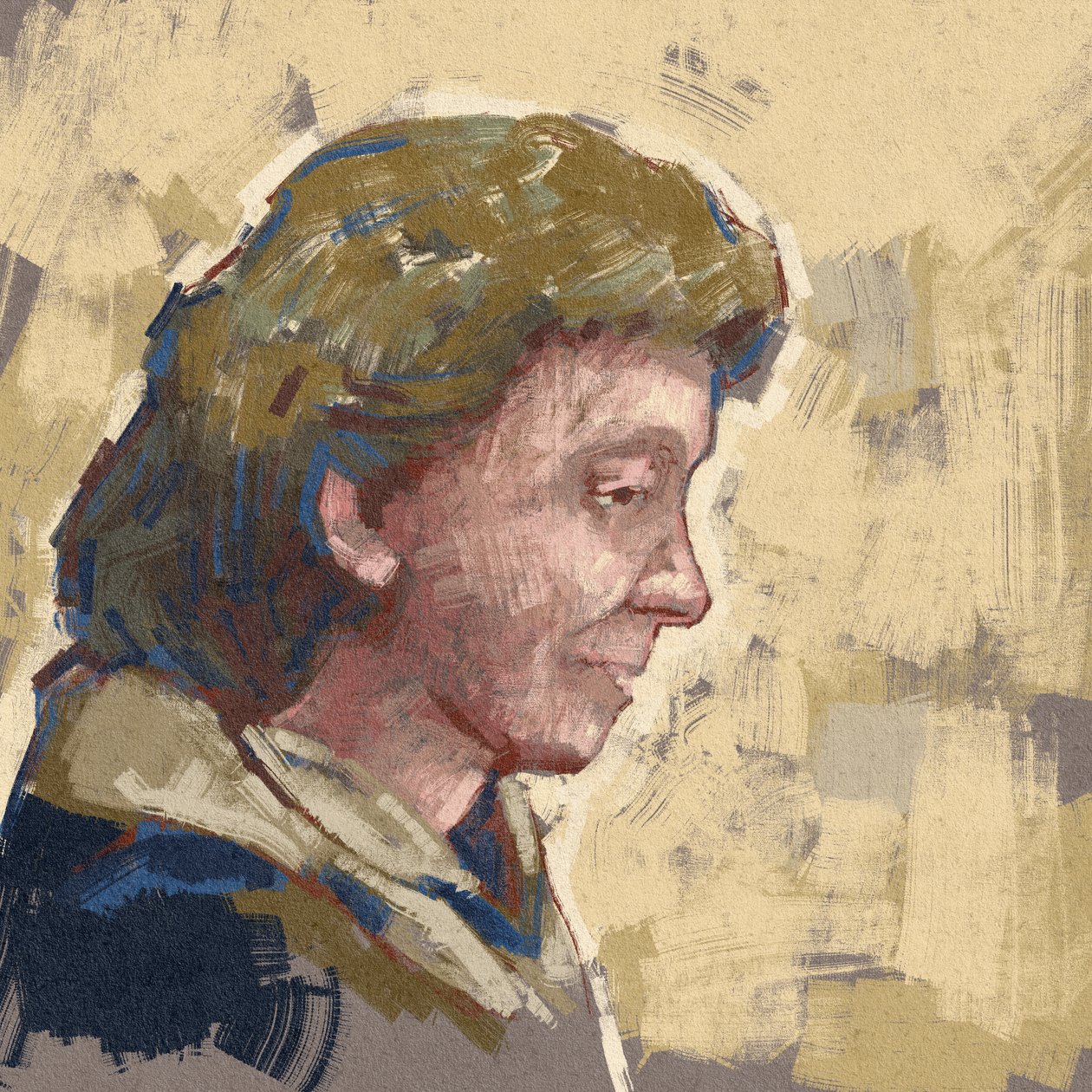 Portræt af videnskabsmanden Dorothy Mary Crowfoot Hodgkin (illustration) af Alessandro Lonati