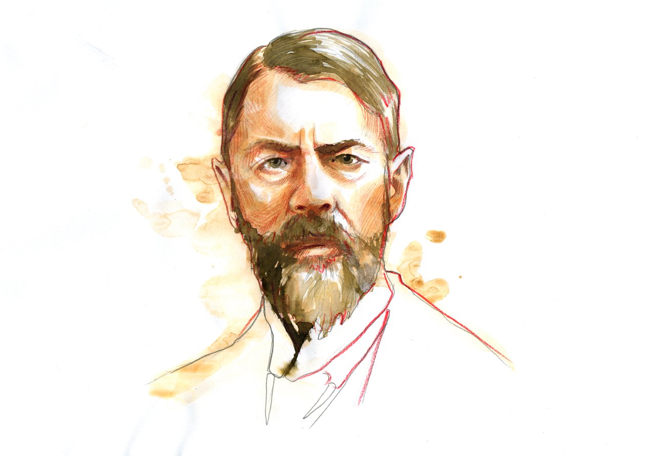 Portræt af den tyske sociolog Max Weber (1864 - 1920) (Max Weber tysk sociolog, filosof, jurist og politisk økonom) af Alessandro Lonati