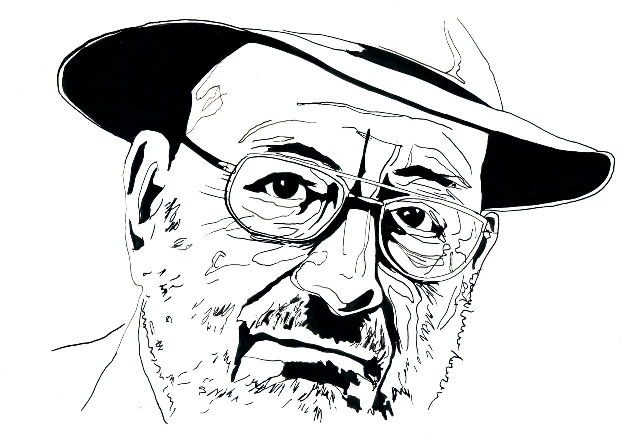 Portræt af den italienske intellektuelle Umberto Eco (1932-2016) af Alessandro Lonati