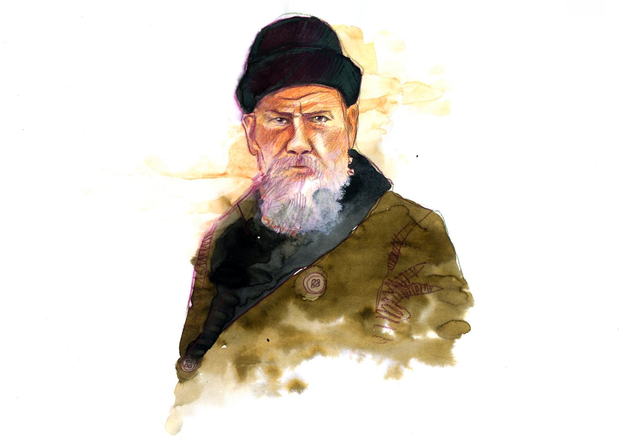 Portræt af den russiske forfatter Lev Nikolayevich (Leo eller Leon Tolstoy) (Tolstoi) (1828-1910) (Portræt af forfatteren Lev N Tolstoy) af Alessandro Lonati