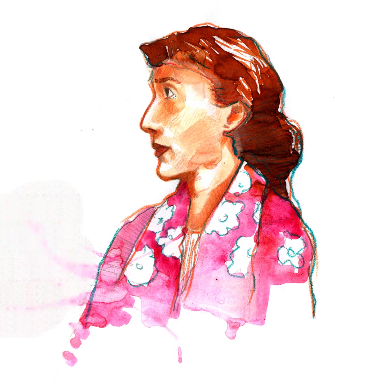 Portræt af forfatteren Virginia Woolf (1882-1941) Kvinde af engelske bogstaver (Portræt af den britiske forfatter Virginia Woolf) af Alessandro Lonati