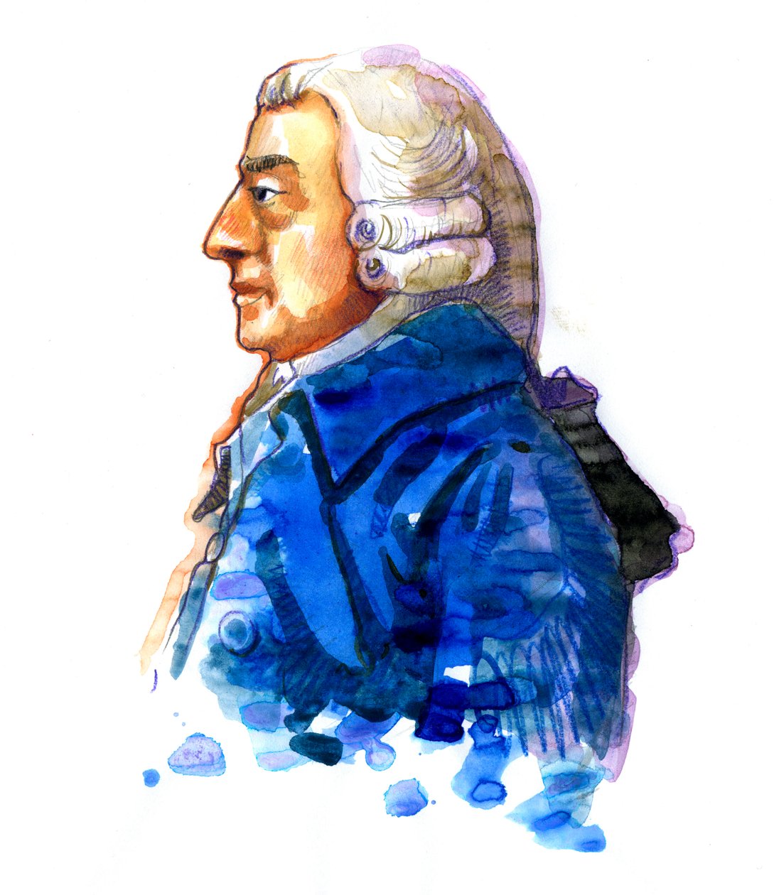 Portræt af filosoffen og økonomen Adam Smith (1723-1790) Tegning af Alessandro Lonati