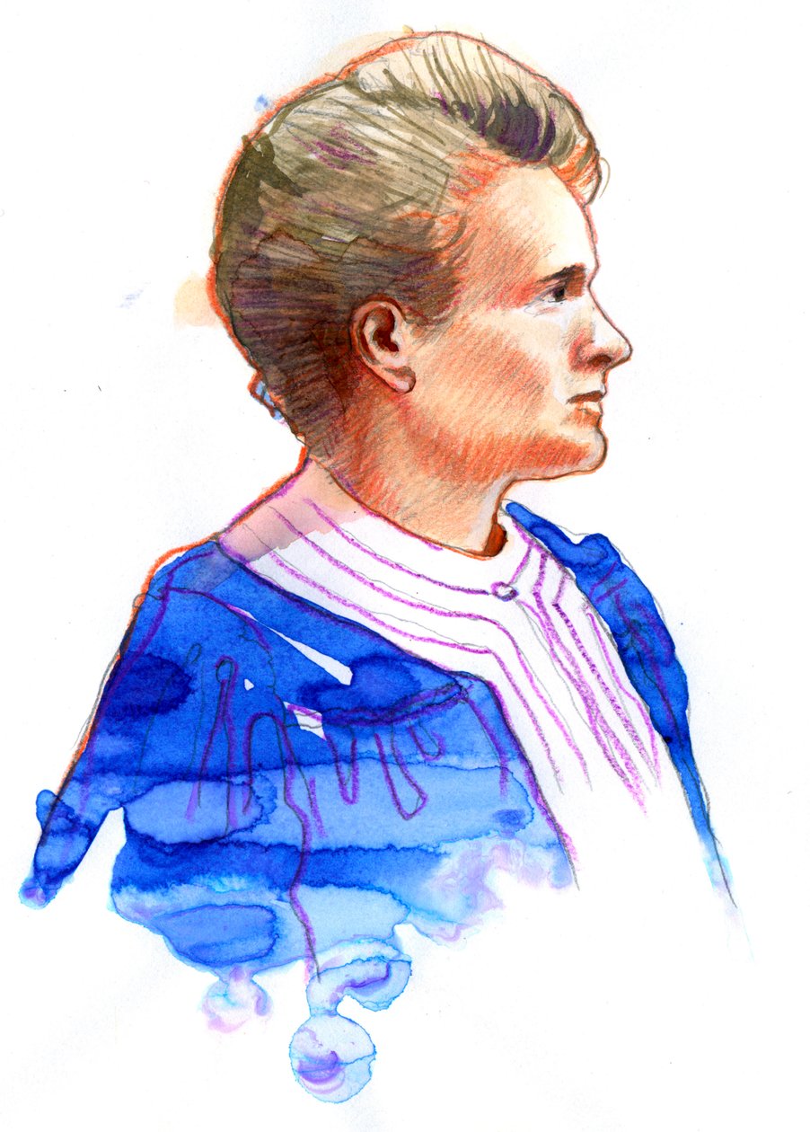 Portræt af fysikeren Marie Curie (Marie Curie (1867-1934), polskfødt fransk fysiker) af Alessandro Lonati