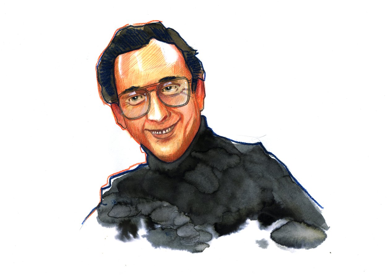 Portræt af forfatteren og komikeren Harold Pinter (1930-2008) (engelsk dramatiker, manuskriptforfatter, instruktør og skuespiller Harold Pinter) Tegning af Alessandro Lonati af Alessandro Lonati