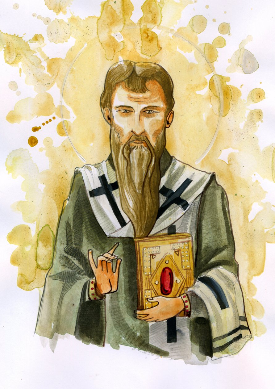 Repræsentation af Basilikum fra Cæsarea eller Sankt Basilikum den Store (329-379) - Illustration af Alessandro Lonati af Alessandro Lonati
