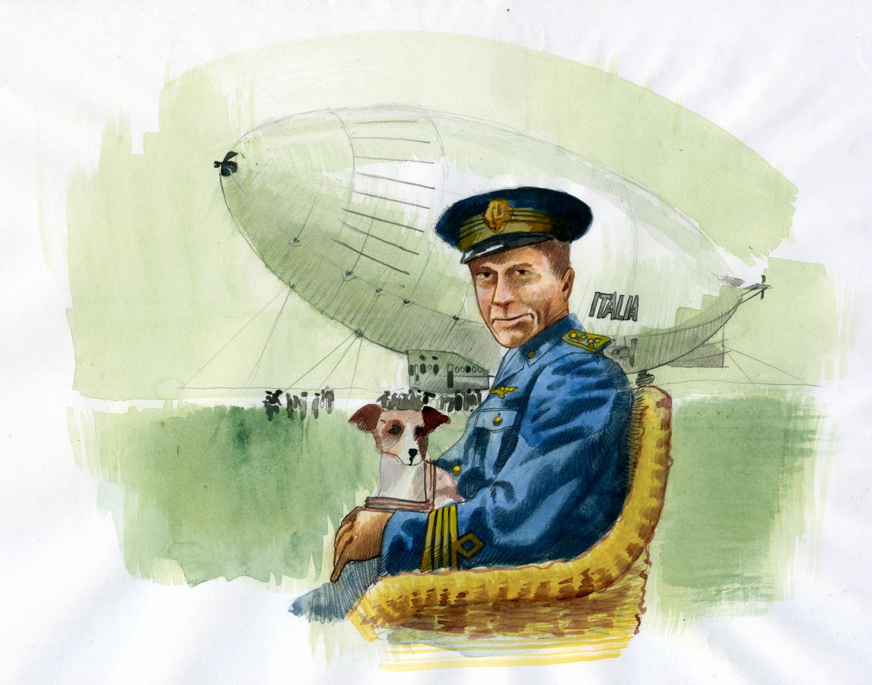 Repræsentation af den italienske luftfartsingeniør og opdagelsesrejsende Umberto Nobile (1885-1978) (Portræt af den italienske luftfartsingeniør og arktiske opdagelsesrejsende Umberto Nobile) Illustration af Alessandro Lonati af Alessandro Lonati
