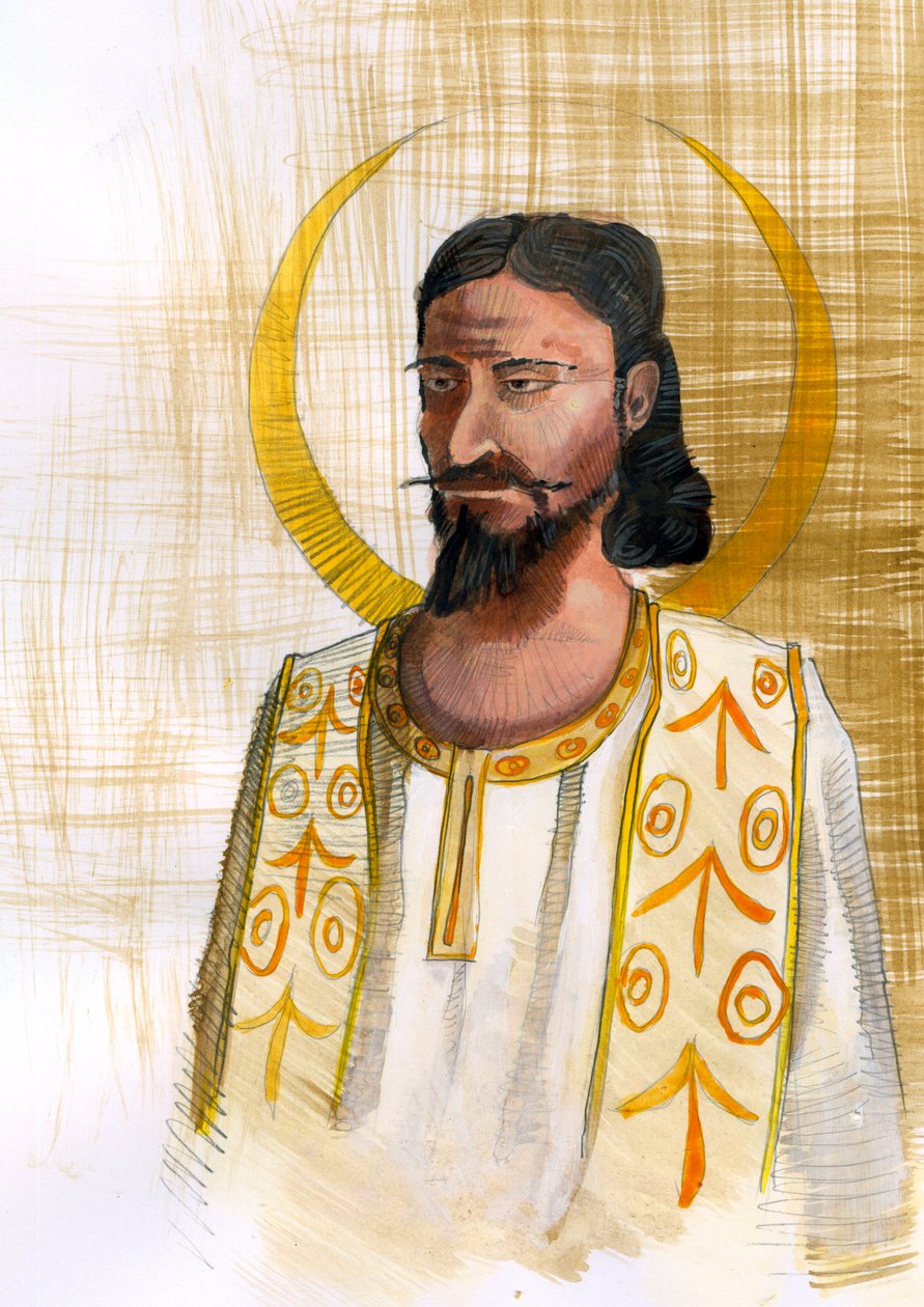 Repræsentation af profeten Mani (Manes) grundlægger af manikæismen (216-276) (Portræt af profeten Mani og grundlæggeren af manikæismen) Illustration af Alessandro Lonati af Alessandro Lonati