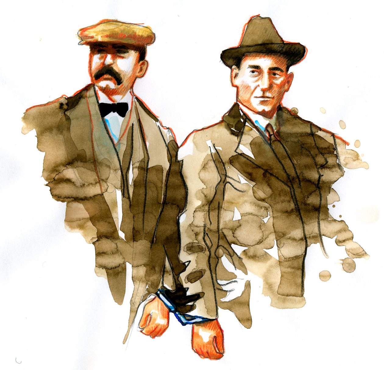 Sacco og Vanzetti-affæren: portræt af de italienske anarkister Bartolomeo Vanzetti (til venstre) og Nicola Zacco - (Portræt af de italienske anarkister Bartolomeo Vanzetti (til venstre) og Nicola Sacco) af Alessandro Lonati