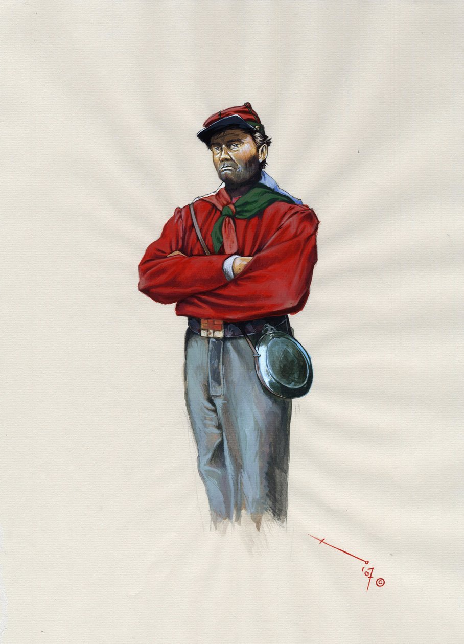 Andet imperium (1852-1870): Italiensk forening (Risorgimento), frivillig officer for den garibaldianske hær kendt som "rød skjorte"-kæmper for Giuseppe Garibaldis (1807-1882) sag i Italien af Alessandro Lonati