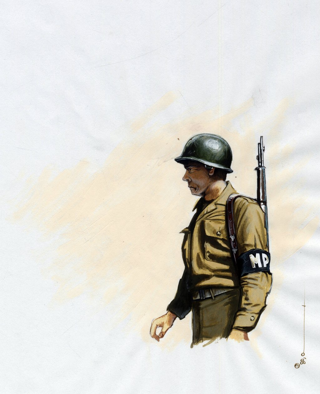 Anden Verdenskrig 1939-1945: soldat fra den amerikanske hær mellem 1943 og 1945. Tegning af Alessandro Lonati af Alessandro Lonati