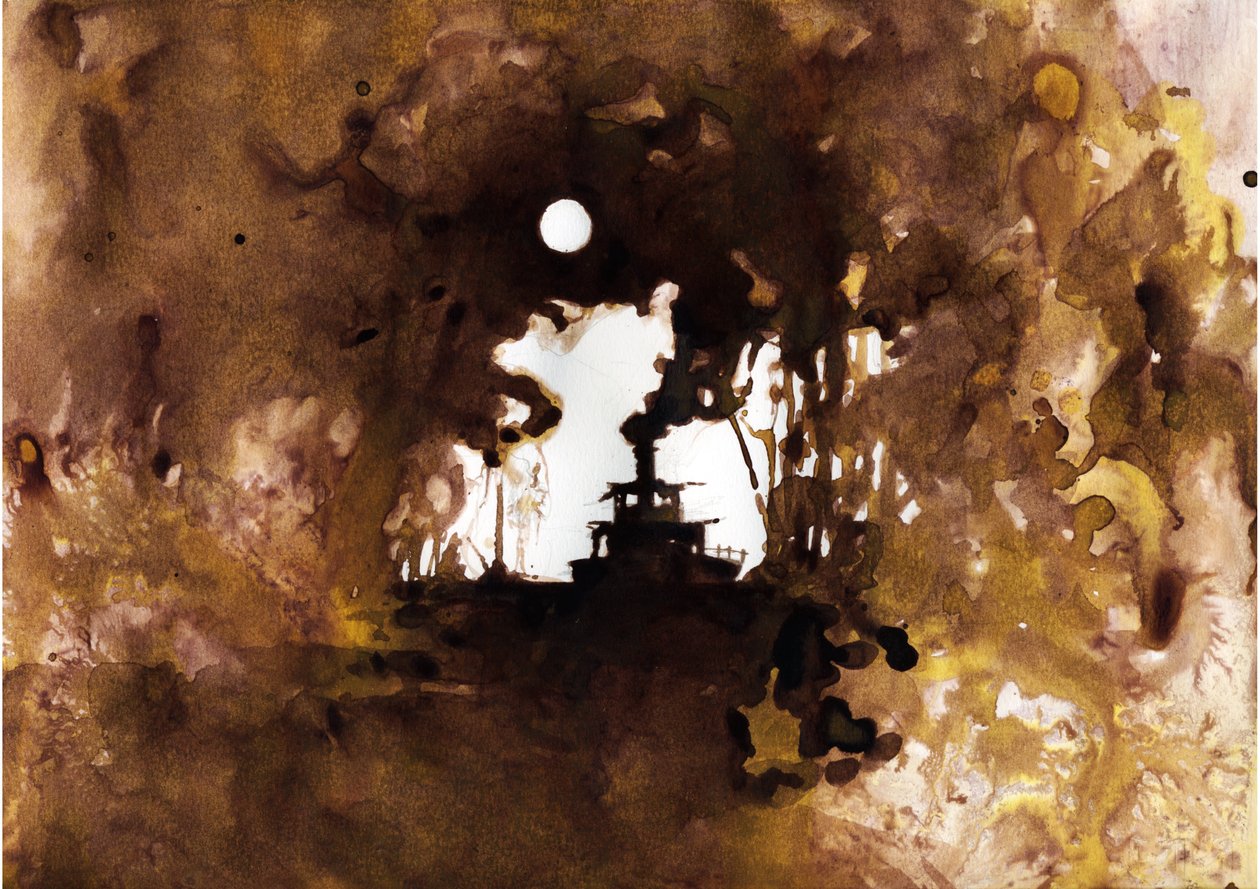 Skibsillustration af det nye "" In the Heart of Darkness"" af Joseph Conrad. 2012 af Alessandro Lonati