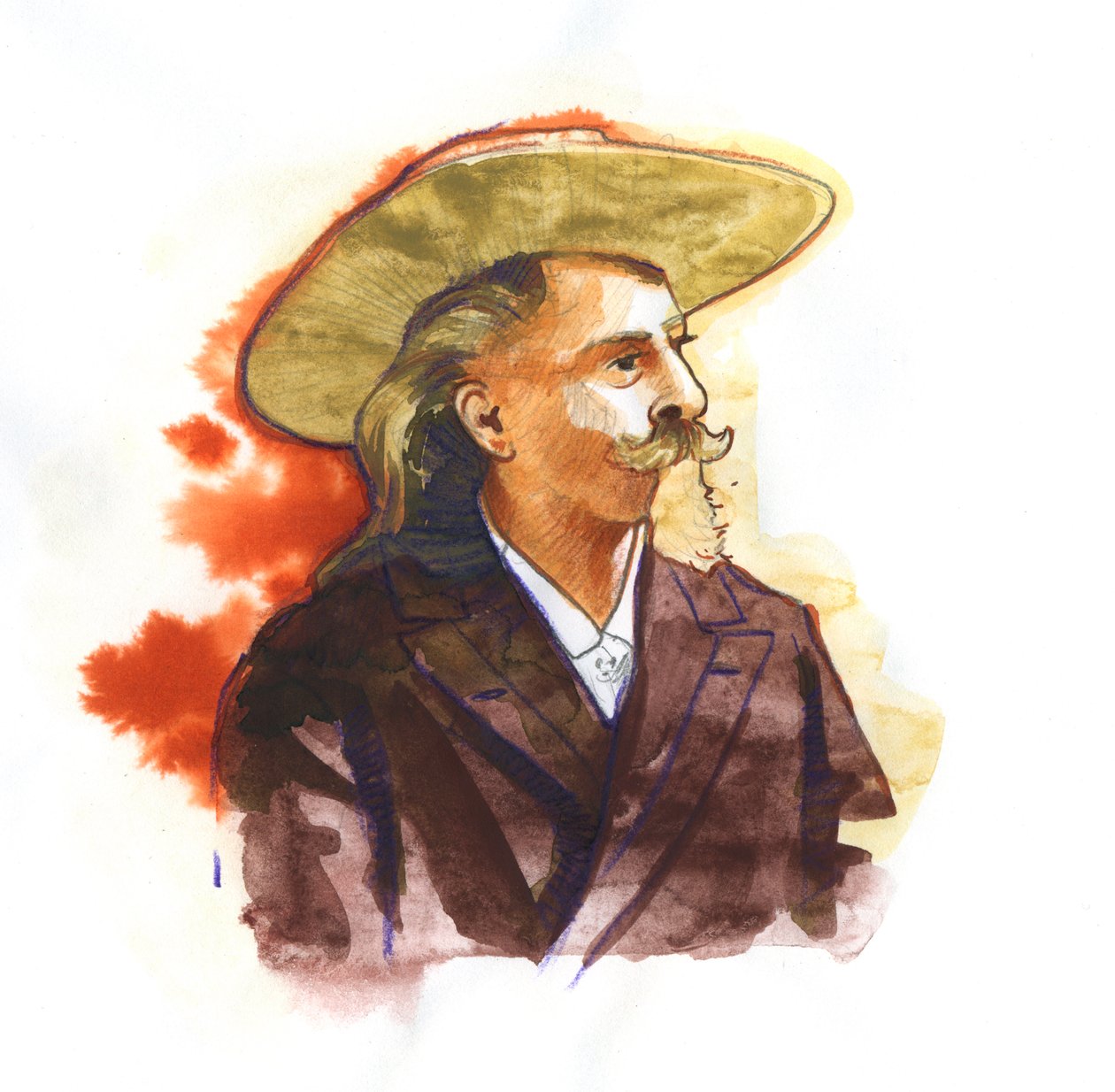 William Frederick Cody - kendt som Buffalo Bill - Portræt af Buffalo Bill (1846-1917), oberst William Cody af Alessandro Lonati